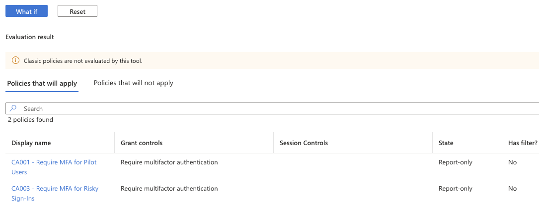 Risky sign in Conditional Access validation