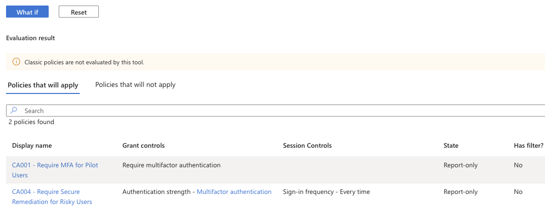 Risky user Conditional Access validation