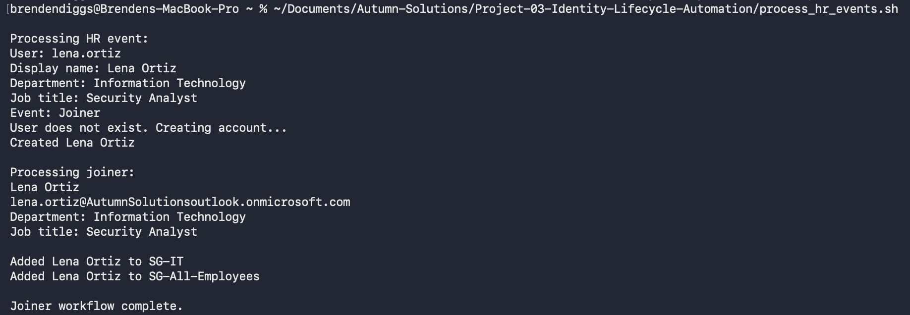 Successful automated Joiner workflow